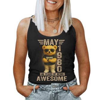 46歳 1980年5月 テディベア 46歳 誕生日 男性 女性 レディースタンクトップ - Kawaiitshirt