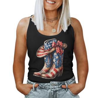 4Th Of July Cowgirl Boots Patriotic Girl Women Tank Top - Thegiftio UK