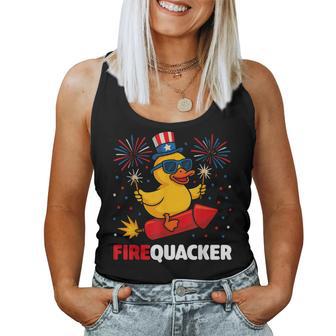 4Th Of July Duck Firequacker Patriotic Fourth Of July Women Tank Top - Thegiftio UK