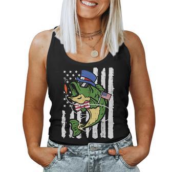 4Th July Fish American Flag Fishing Patriotic Kids Women Tank Top - Thegiftio UK