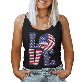 4Th Of July Love Volleyball Us Flag Girls Kid Women Tank Top - Thegiftio UK