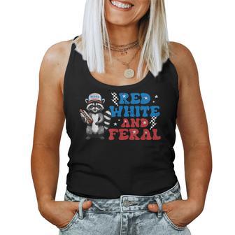 4Th Of July Raccoon White Red Feral Patriotic Kids Women Tank Top - Thegiftio UK
