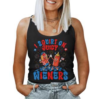 4Th Of July I Squirt On Juicy Wieners Hotdog Women Women Tank Top - Thegiftio UK