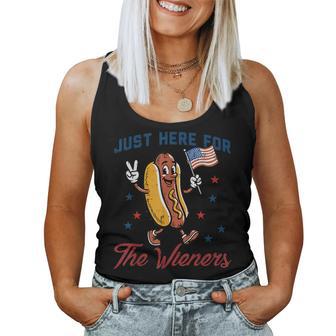 4Th Of July Here For Wieners Us Flag Hotdog Kids Women Tank Top - Thegiftio UK