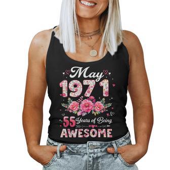 55歳 1971年5月 花柄 55歳 誕生日 男性 女性 レディースタンクトップ - Kawaiitshirt
