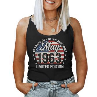 5月63歳の誕生日 男性 女性 1963年 素晴らしいアメリカ国旗 レディースタンクトップ - Kawaiitshirt