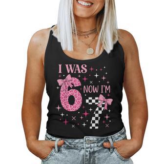 I Was 6 Now I'm 7 67 7Th Birthday Girl Coquette Bow Women Tank Top - Thegiftio UK