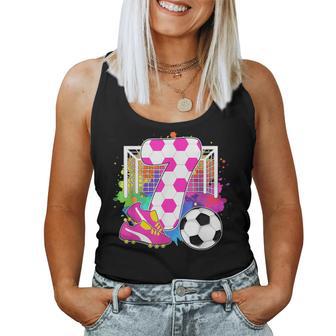 7 Years Old Birthday Girl 7Th Birthday Soccer Themed Party Women Tank Top - Monsterry UK
