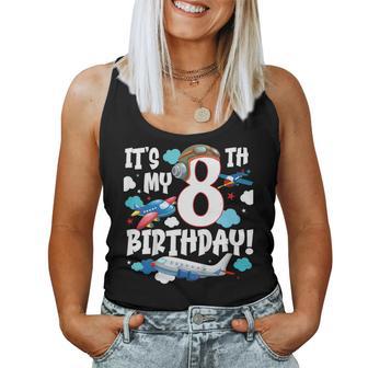 8 Years Old Boy Girl Airplane Pilot 8Th Birthday Aircraft Women Tank Top - Thegiftio UK