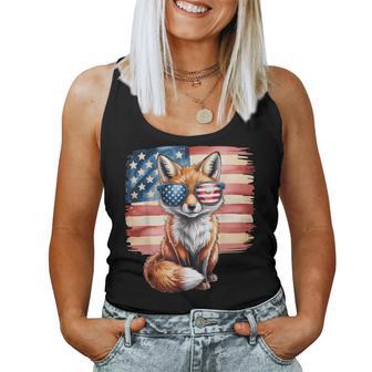 American Flag Fox Usa 4Th Of July Patriotic Women Women Tank Top - Thegiftio UK