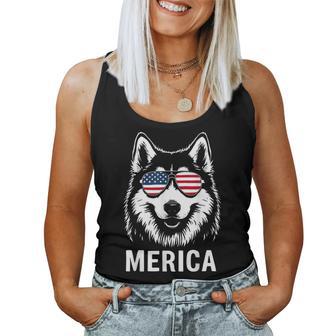 American Flag Merica Husky Dog 4Th Of July Kids Men Women Tank Top | Seseable UK