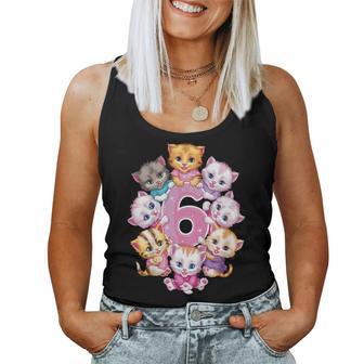 Anniversaire 6 Ans Avec Chatons Pour Filles Débardeur pour femme - Cadeauxyz