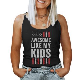 Awesome Like My Kids American Flag Proud Mom Dad Women Tank Top | Seseable UK
