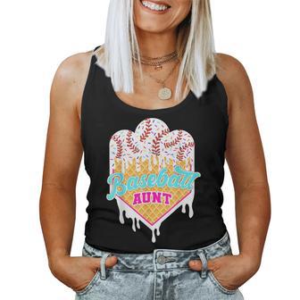 Baseball Aunt Ice Cream Drip Sweet Baseball Game Day Sport Women Tank Top - Thegiftio UK