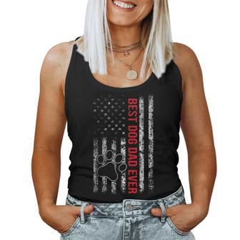 Best Dog Dad Ever Usa Flag Vintage Fathers Day From Dogs Kids Women Tank Top - Thegiftio UK