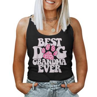Best Dog Grandma Ever Groovy Cute Leopard Pattern Paw Women Tank Top - Thegiftio UK