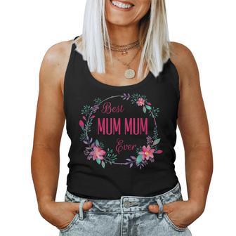 Best Mum Mum Ever With Pink Floral Fun Aunt Grandma Mom Women Tank Top - Monsterry