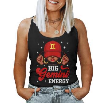 Big Gemini Energy Black Woman With Red Cap Zodiac Women Tank Top - Thegiftio UK