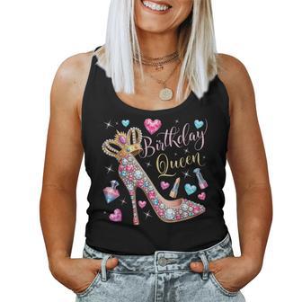 Birthday Queen Crown High Heel Hearts Stars Girls Women Tank Top - Thegiftio UK