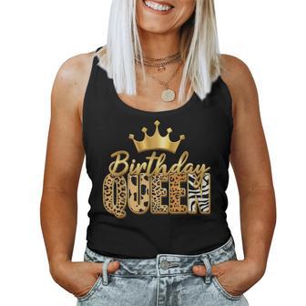 Birthday Queen Leopard Golden Crown Happy Bday Girls Women Tank Top - Monsterry