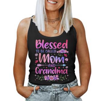 Blessed To Be Called Mom And Grandma Floral Grandmother Mom Women Tank Top | Mazezy