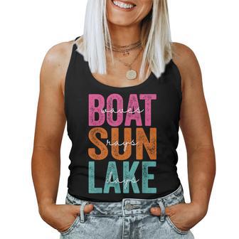 Boat Waves Sun Rays Lake Day Retro Summer Vacation Women Women Tank Top - Thegiftio UK