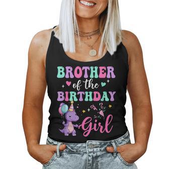 Brother Of The Birthday For Girl Dinosaur T-Rex Party Family Women Tank Top - Thegiftio UK