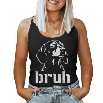 Bruh Dachshund Meme Graphic Dog Mom Dachshund Lovers Women Tank Top | Seseable UK