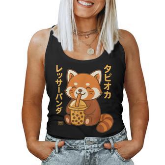 Bubble Tea Red Panda Boba Kawaii Tapioka Anime Cute Women Tank Top | Seseable UK