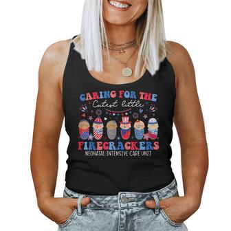 Caring For The Cutest Firecrackers Nicu Nurse 4Th Of July Women Tank Top - Thegiftio UK
