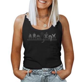 Cat Among Plants Shelf Illustration Nature Lover Women Women Tank Top | Seseable UK