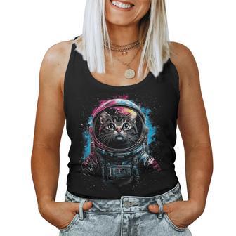 Cat Astronaut Space Kitten Cosmic Galaxy Women Tank Top - Monsterry