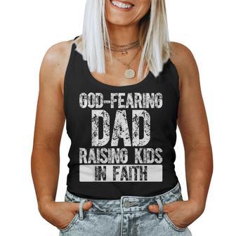 Christian Dad Religious Daddy God Fearing Papa Fathers Day Women Tank Top - Monsterry