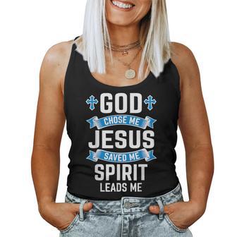 Christian Faith God Chose Me Jesus Saved Spirit Leads Me Women Tank Top - Thegiftio UK