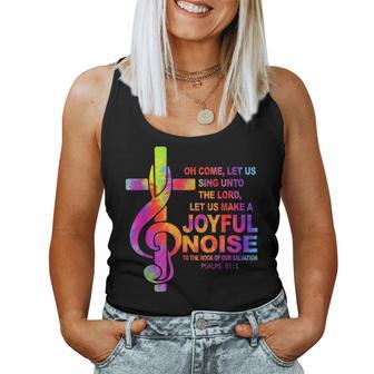 Christian Music Cross Treble Clef Joyful Noise Psalms 95 1 Women Tank Top - Monsterry