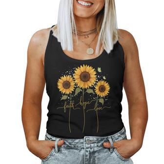 Christian Sunflower Faith Hope Love Floral Women Tank Top - Monsterry