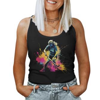 Colorido Jugador De Hockeyobre Hierba Chica En Hockeyobre Césped Para Camiseta sin mangas para mujer - Regaloses
