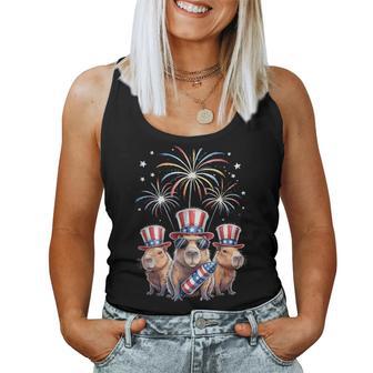 Cool Capybara Patriotic 4Th Of July Capybaras Kids Women Tank Top - Thegiftio UK