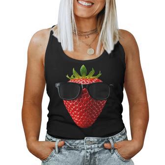 Coole Erdbeere Trägtonnenbrille Lustige Früchte Tank Top Frauen - Seseable
