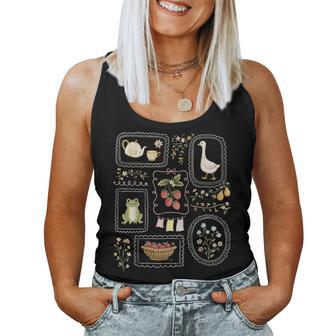 Coquette Goose Cottagecore Floral Gardening Plant Lover Women Tank Top | Mazezy