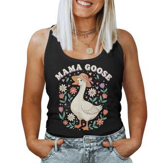 Cute Floral Mama Goose Coquette Mother's Day Silly Goose Women Tank Top - Thegiftio