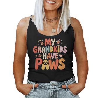 Cute My Grandkids Have Paws Pet Dog Cat Grandma Women Tank Top - Thegiftio UK