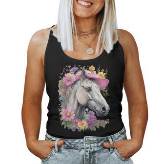 Derby Horse With Pink Sun Hat Women's Horse Racing Women Tank Top - Thegiftio UK