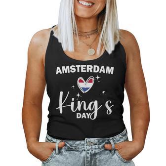 Día Del Rey Bandera Holanda Corazón Koningsdag Amsterdam Cuello Camiseta sin mangas para mujer - Regaloses