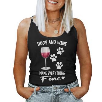 Dog And Wine Make Everything Fine Drinker Wine Puppy レディースタンクトップ - Kawaiitshirt