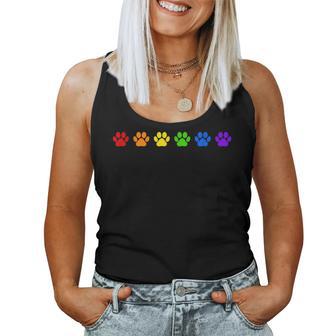 Dog Paw Lgbtq Rainbow Flag Gay Pride Ally Dog Lover Owner Women Tank Top - Thegiftio UK