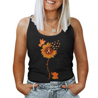 Elephant Sunflower Orange Ribbon Leukemia Cancer Awareness Women Tank Top - Monsterry