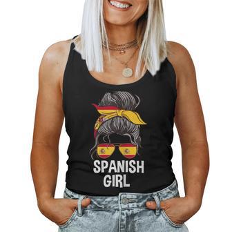 España Chica España Bandera España Pelo Desordenado Camiseta sin mangas para mujer - Regaloses