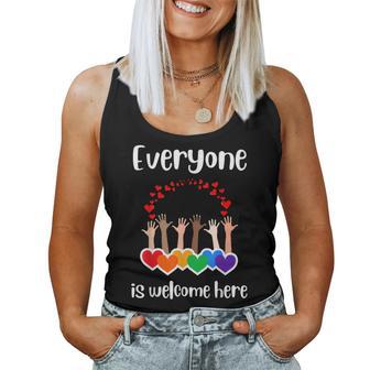 Everyone Is Welcome Here Inclusion Diversity Rainbow Lgbtq Women Tank Top - Thegiftio UK