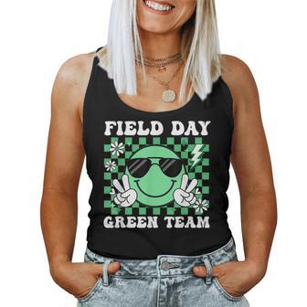 Field Day Green Team Groovy Smile Face Checkered Students Women Tank Top - Thegiftio UK